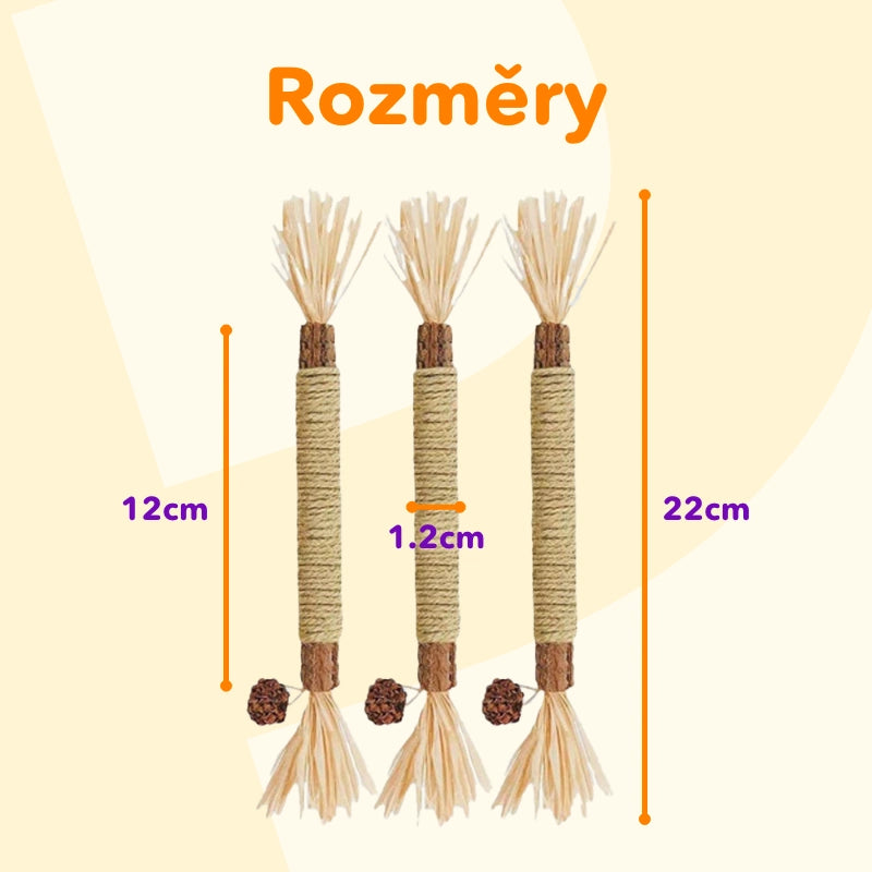 1+1 ZDARMA Dentální hračka - kousací tyčinky s catnipem (2 x 3 kusy)