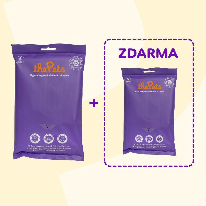 1+1 ZDARMA Čistící vlhčené rukavice pro domácí mazlíčky (2 x 6 kusů)