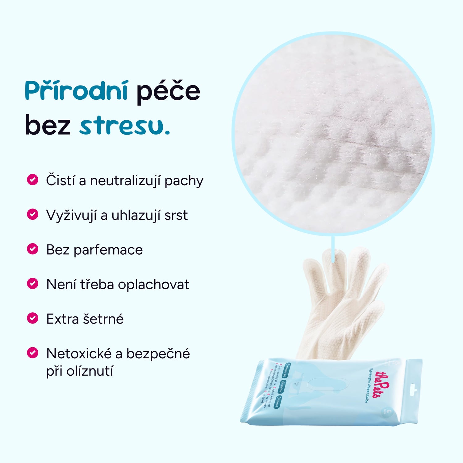 Čisticí vlhčené rukavice pro domácí mazlíčky (6 kusů)